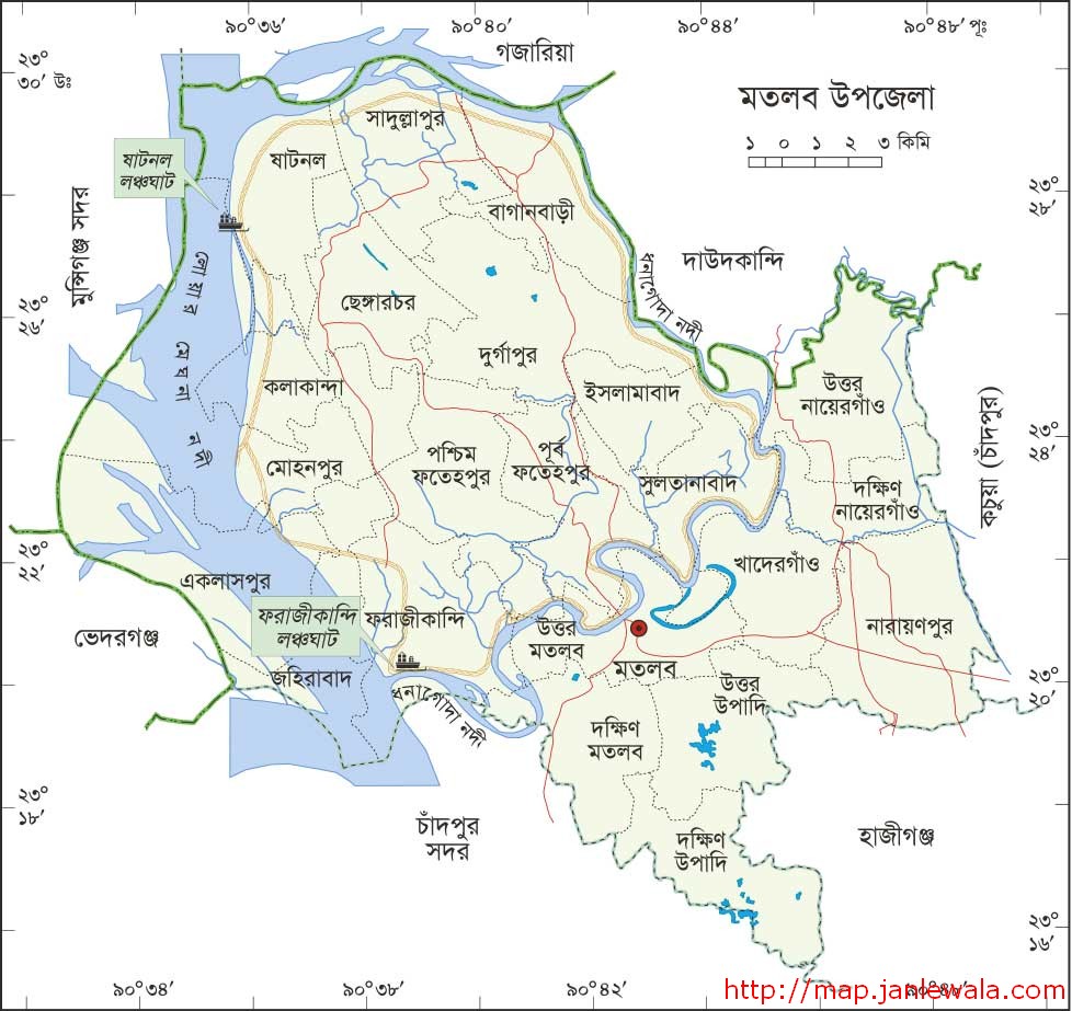 মতলব উপজেলা মানচিত্র, চাঁদপুর জেলা, বাংলাদেশ