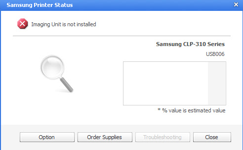 sửa máy in bị lỗi Imaging Unit is not installed
