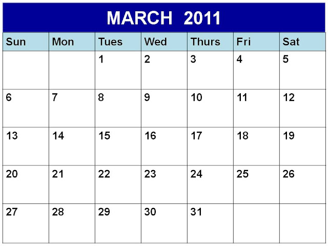 blank calendar march 2011. lank calendar march.