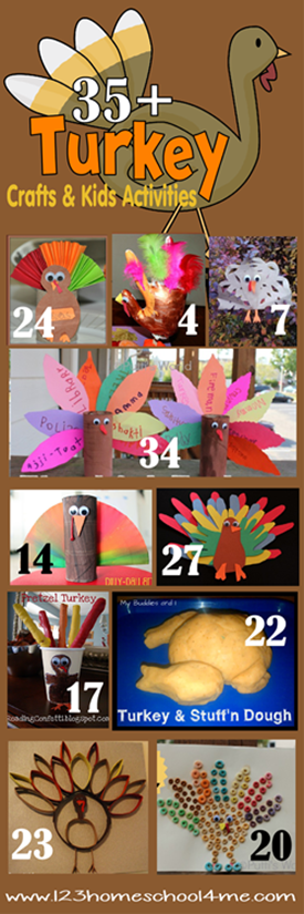 35 Turkey Crafts Kids and Turkey Activities for toddler, preschool, kindergarten, and elementary age kids. There are so many fun, clever, and unique thanksgiving crafts for kids