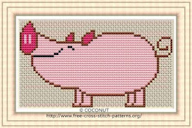 Pig 2, Free and easy printable cross stitch pattern