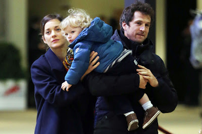 The Dark Knight Rises Actress Marion Cotillard with child Marcel and Husband 