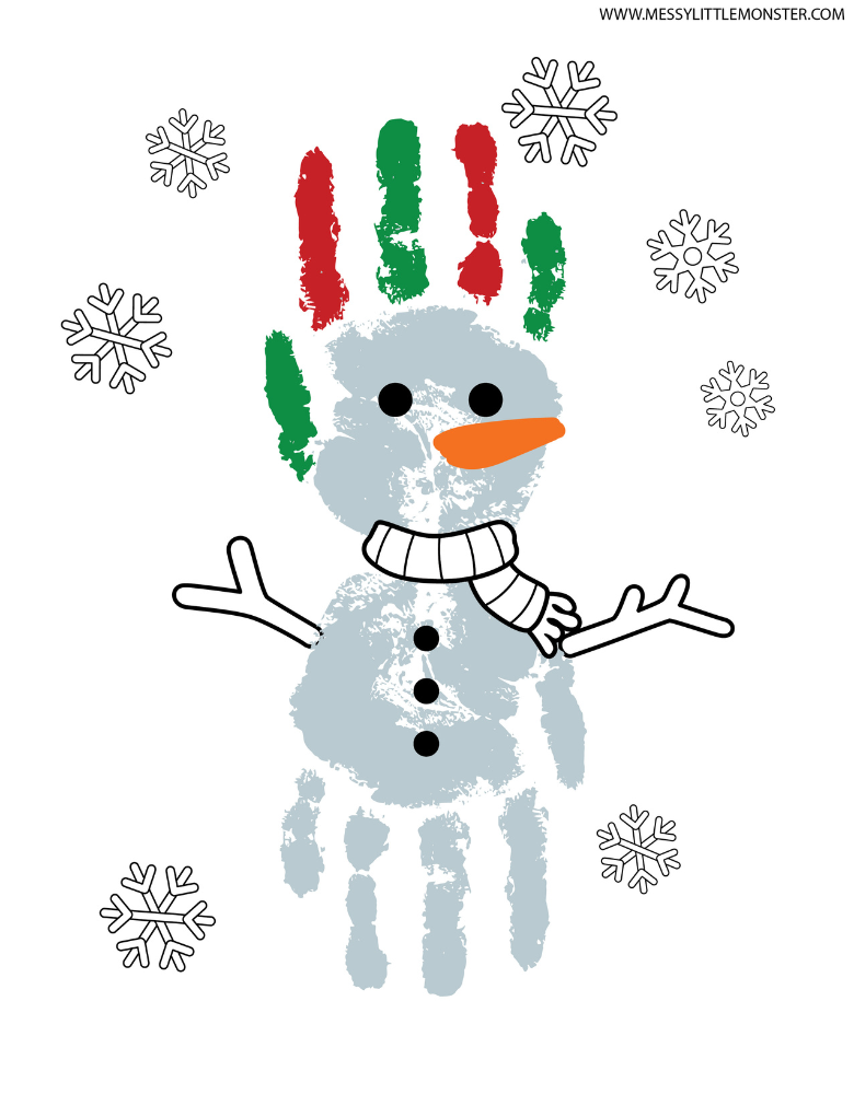 Handprint snowman - Christmas handprint card