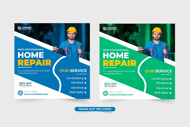 Modern house renovation service vector free download