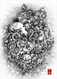 04-A-Curious-Embrace-Nanami-Cowdroy-Nana-mi-Heritage-and-Water-Playing-a-Part-in-Detailed-Ink-Drawings-www-designstack-co