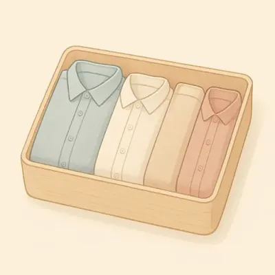 셔츠를 서랍에 세로로 수납하는 모습