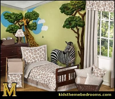 ... ideas - jungle wall murals - toddler jungle bedroom ideas - 3D Safari