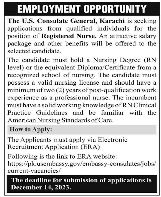 Registered Nurse Jobs in Karachi 2023