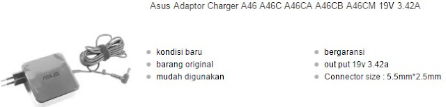 harga charger laptop asus a46 series original