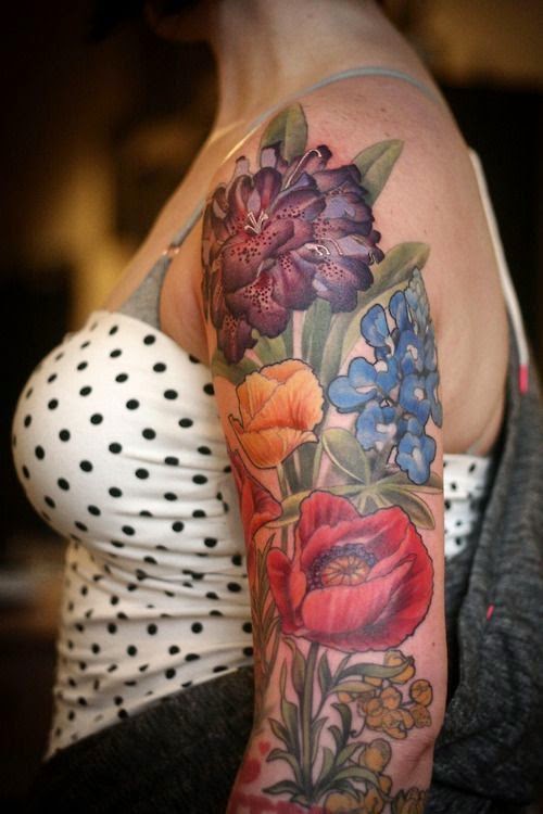 Women Shoulder Flower Tattoos, Flower Tattoo On Women Shoulder, Women With Flower Tattoo Designs, Women Tattoo On Shoulder With Flower, Flower, Women, Parts,