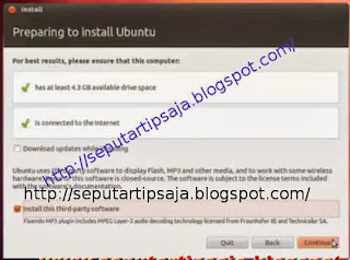 continue installation ubuntu
