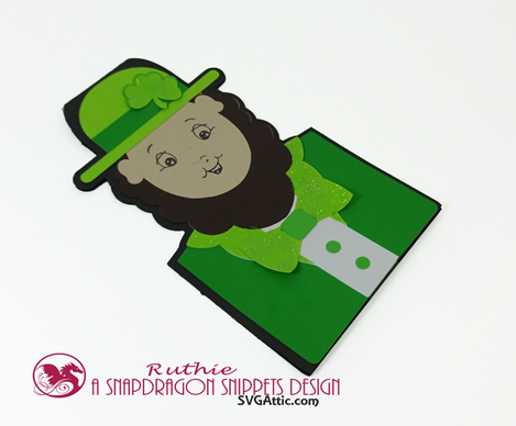 Leprechaun character shaped card, SnapDragon Snippets, Ruthie Lopez 4