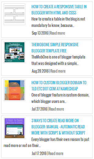 Blogger Recent Post Widget With Thumbnail + Summary