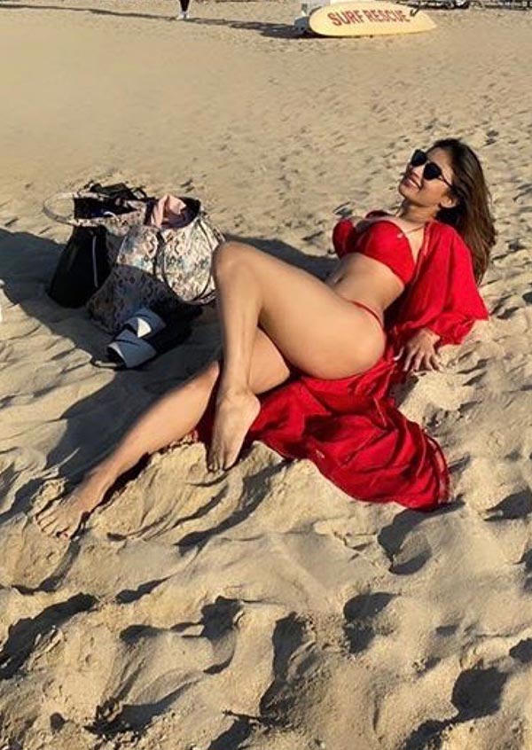 Mouni Roy red bikini indian tv actress