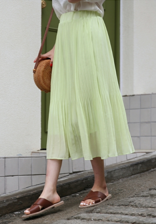 Calf Length Pleated Skirt