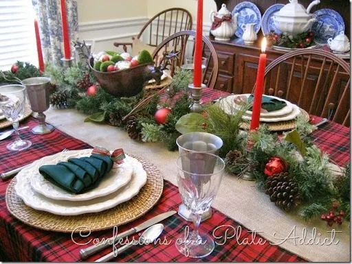 CONFESSIONS OF A PLATE ADDICT Pewter and Plaid Christmas Tablescape