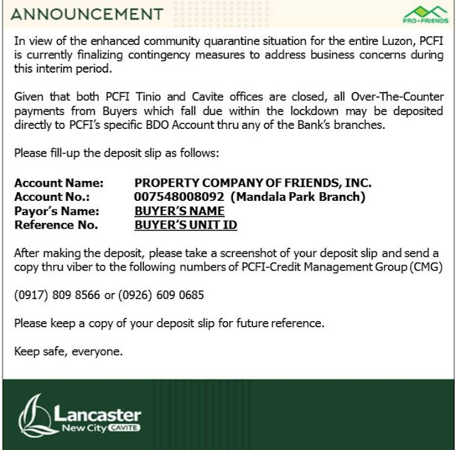 Lancaster accepts direct and online bank payments