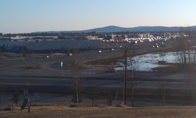 A view of Fairbanks, Alaska taken from Birch Hill Cemetery where strange orbs and apparitions have been seen by visitors and passers by.