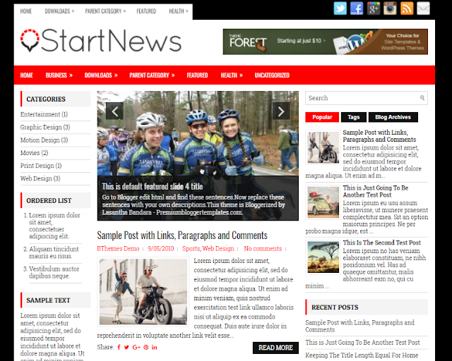 StartNews Blogger Template