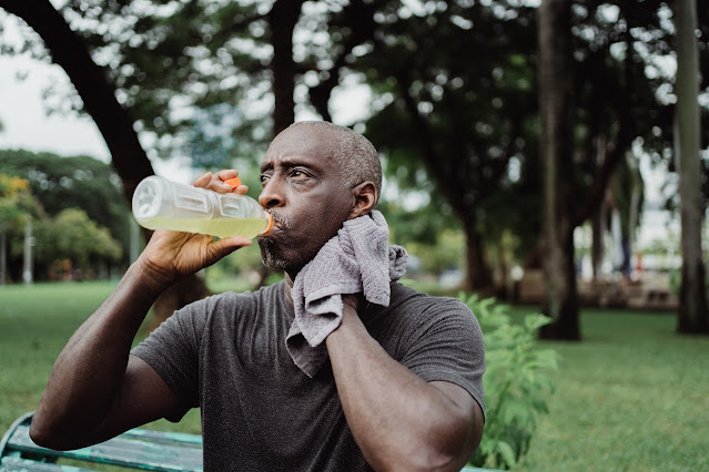 Man sweating in heat