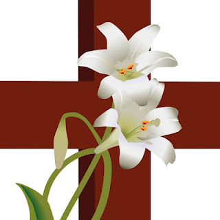 Brown cross with a white lily entwined