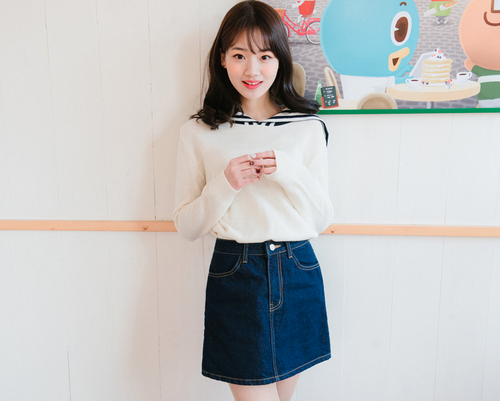 A-Line Denim Mini Skirt