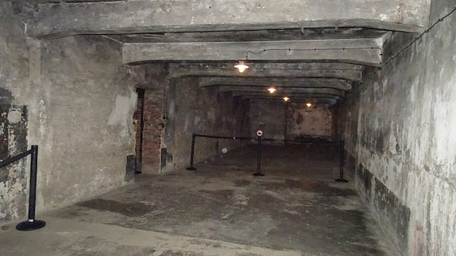 Waiting and undressing area in Auschwitz