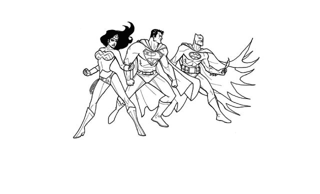 dibujos faciles de superman, batman y wonder woman