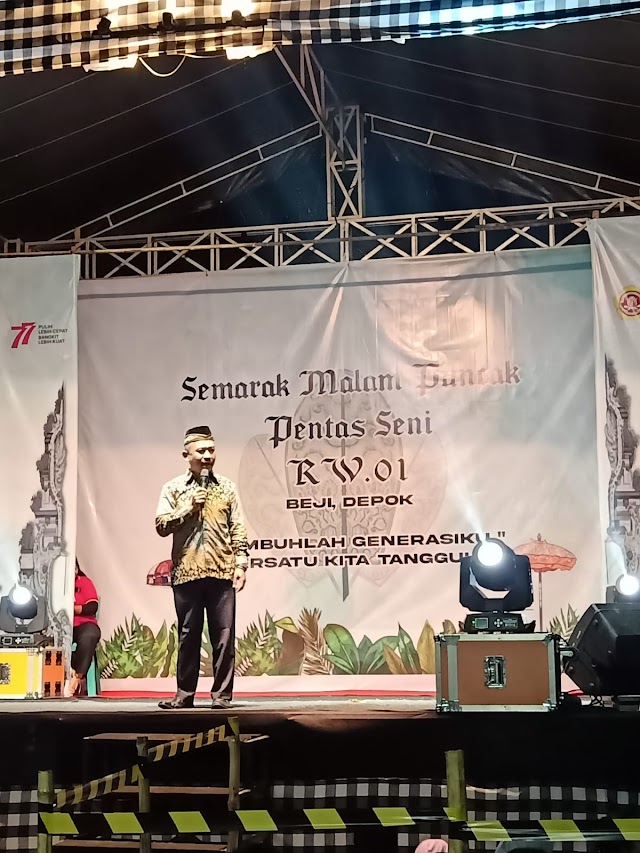 Malam Puncak HUT Ke-77 RI di  RW 01 Beji Berlangsung Meriah. Tampilkan Pentas Seni dan Kreasi Warga