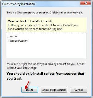 facebook unfriend script installation