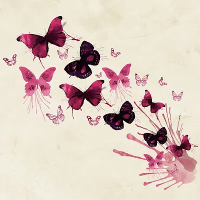 Aquarela de borboleta e rosa. #PraCegoVer #ParaTodosVerem