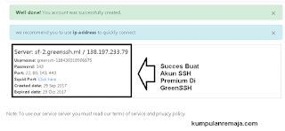 Succes Membuat AKun SSH Premium