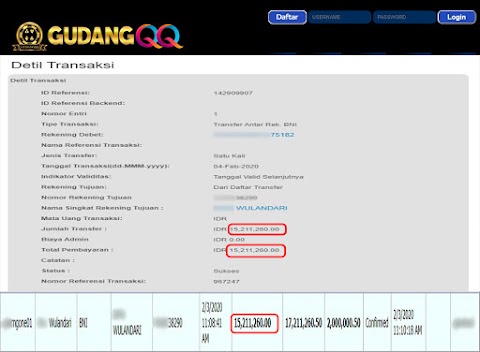 Selamat Kepada Member Setia GudangQQ WD sebesar Rp. 15,211,260.-