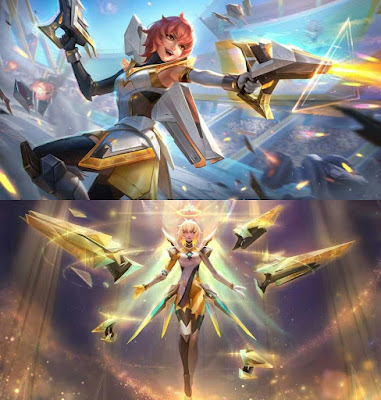 Beatrix skins - the M4 exclusive skin "Light Chaser" and the prime skin "Stellar Brilliance"