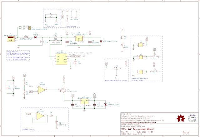 Custom AVR Breadboard Development Board Schematic - Power Supply