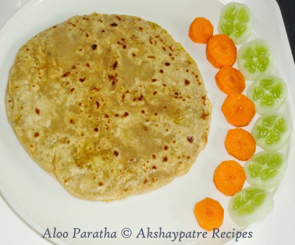 aloo paratha in a serving plate