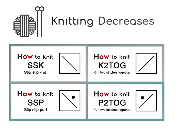 SSK, K2tog, P2tog, SSP - How to knit