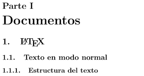 part, section, subsection, subsubsection, parte, sección, subsección, subsubsección