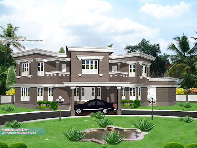 Kerala Home plan and elevation - 3604 Sq. Ft - Elevation View 1