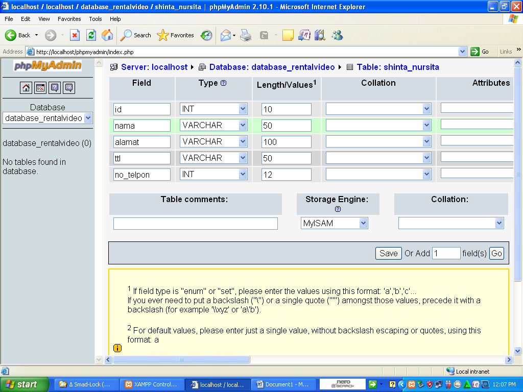 Cara Membuat Database mySQL di PHPMyAdmin dengan XAMPP 