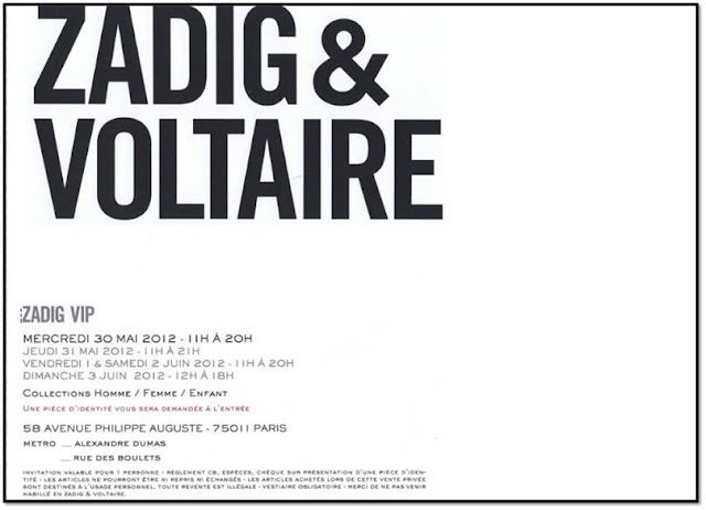 Ventes Privées printemps 2012 ZADIG & VOLTAIRE Zadig Vip