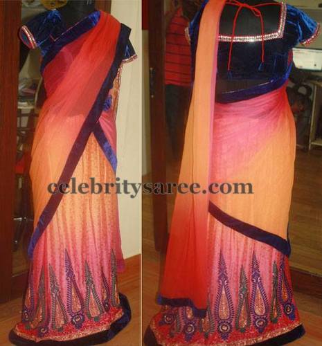 Crepe Silk Simple Half Saree