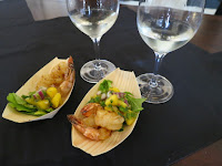 Grilled Sweet Chili Shrimps topped with Mango Salsa paired with Konzelmann Pinot Blanc