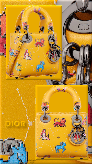 ♦Lady Dior yellow multicolor zodiac pixel printed calfskin bag #dior #bags #yellow #brilliantluxury