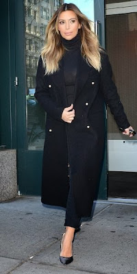 Kim Kardashian black coat