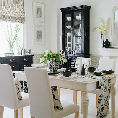 comedor en blanco con negro