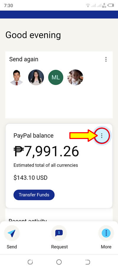 paypal manage currencies menu