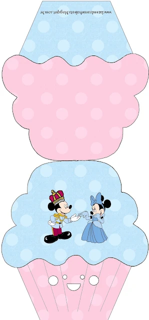 Mickey and Minnie King and Queen, Free Printable Cupcake  Invitation.