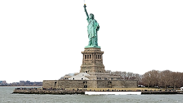 Statue of Liberty erected on Liberty Island by France.