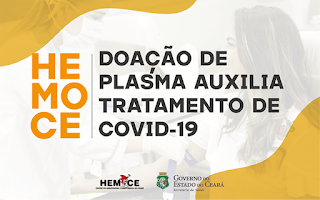 Hemoce recebe doação de plasma de pessoas recuperadas há mais de 30 dias